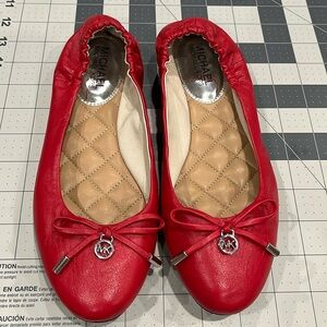Practically perfect red leather MICHAEL byMK ballet flats! Size 7M.